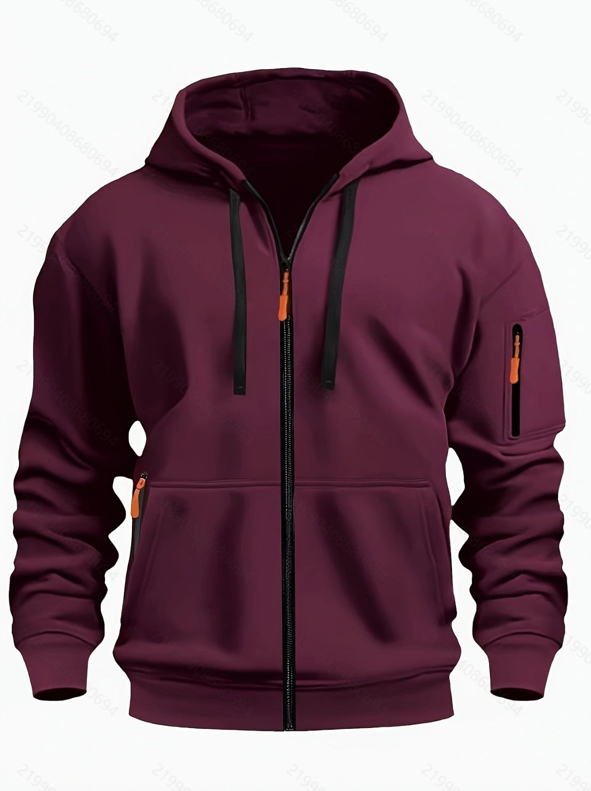 Men’s Zipper Hooded Polyester Sports Casual Sweatshirt Coat