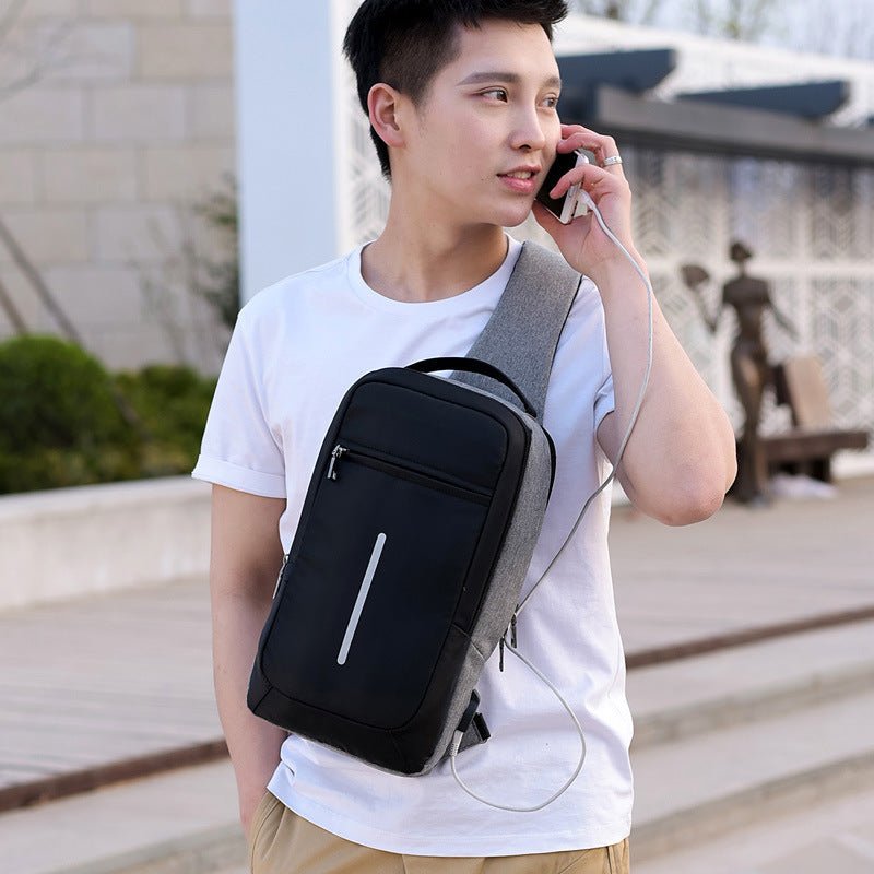 "Anti-Theft USB Chest Bag | Compact Durable Polyester Bag"