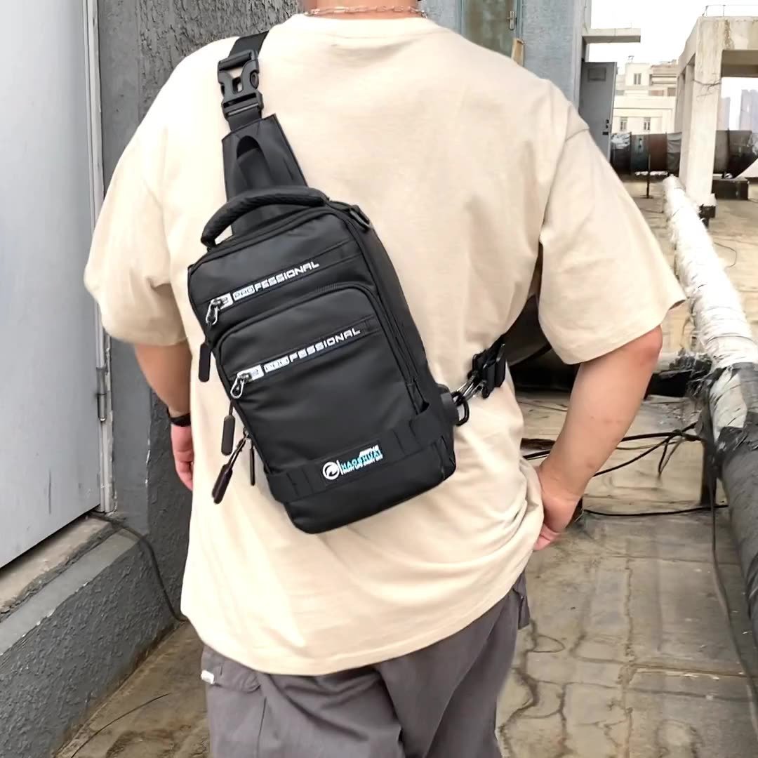 "Men’s Multifunction Nylon Backpack | Crossbody Bag with USB Port"