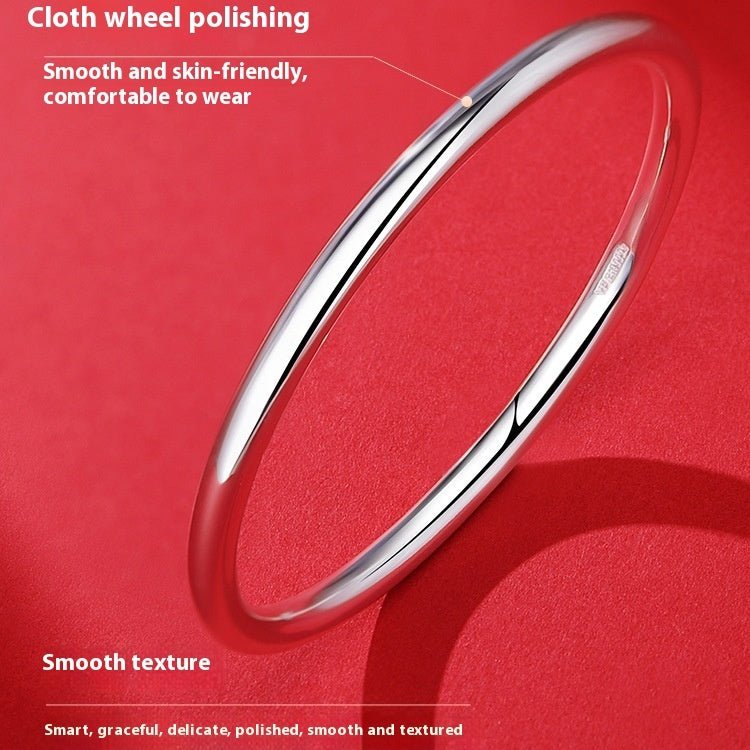 "Pure 9999 Silver Glossy Bracelet | Simple Round Bar Design"