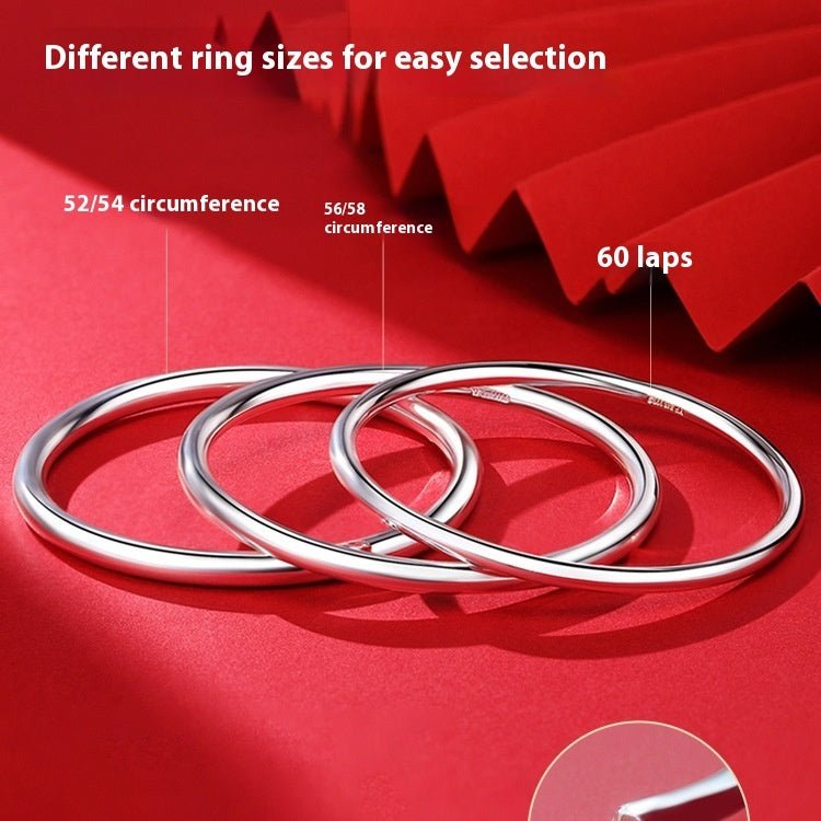 "Pure 9999 Silver Glossy Bracelet | Simple Round Bar Design"