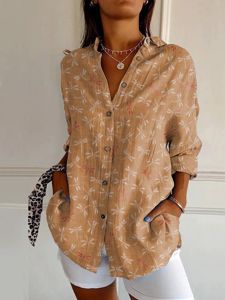"Floral Print Long-Sleeved Shirt | Women’s Casual Button Top"