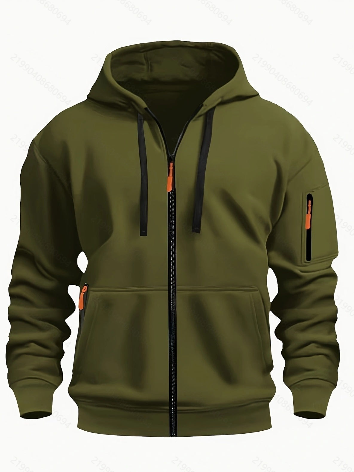 Men’s Zipper Hooded Polyester Sports Casual Sweatshirt Coat