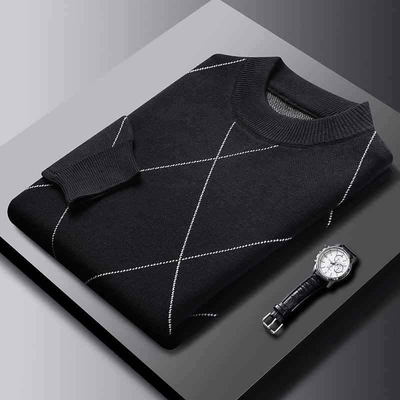 Rhombus Chenille Knitted Sweater – Trendy Casual Fit S-4XL