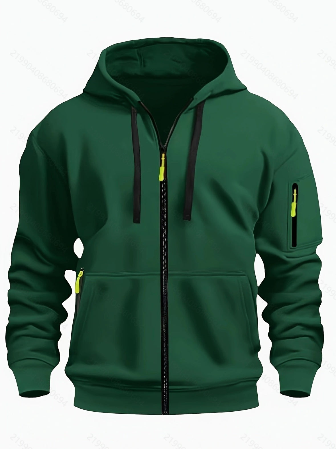 Men’s Zipper Hooded Polyester Sports Casual Sweatshirt Coat