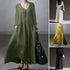 Fashion Long Sleeve V-Neck Cotton Dress | Loose Casual Women’s S-5XL