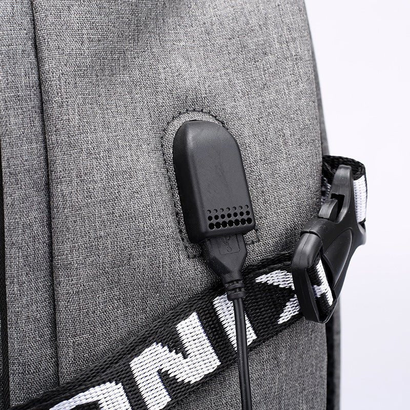 Waterproof Oxford laptop backpack with USB charging port, ideal for travel and daily use