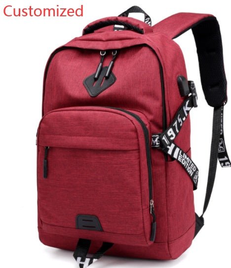 Waterproof Oxford laptop backpack with USB charging port, ideal for travel and daily use