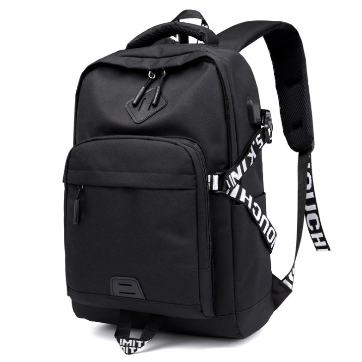 Waterproof Oxford laptop backpack with USB charging port, ideal for travel and daily use