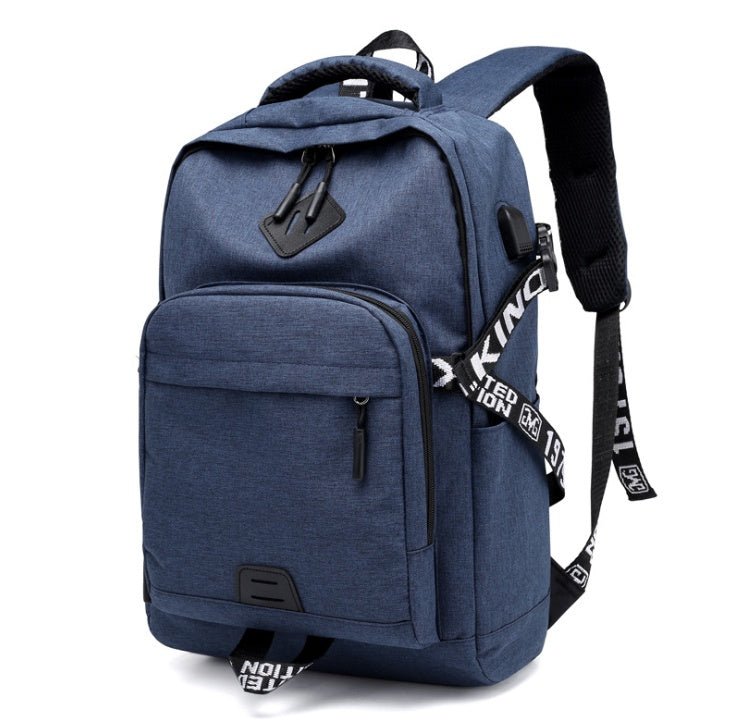 Waterproof Oxford laptop backpack with USB charging port, ideal for travel and daily use