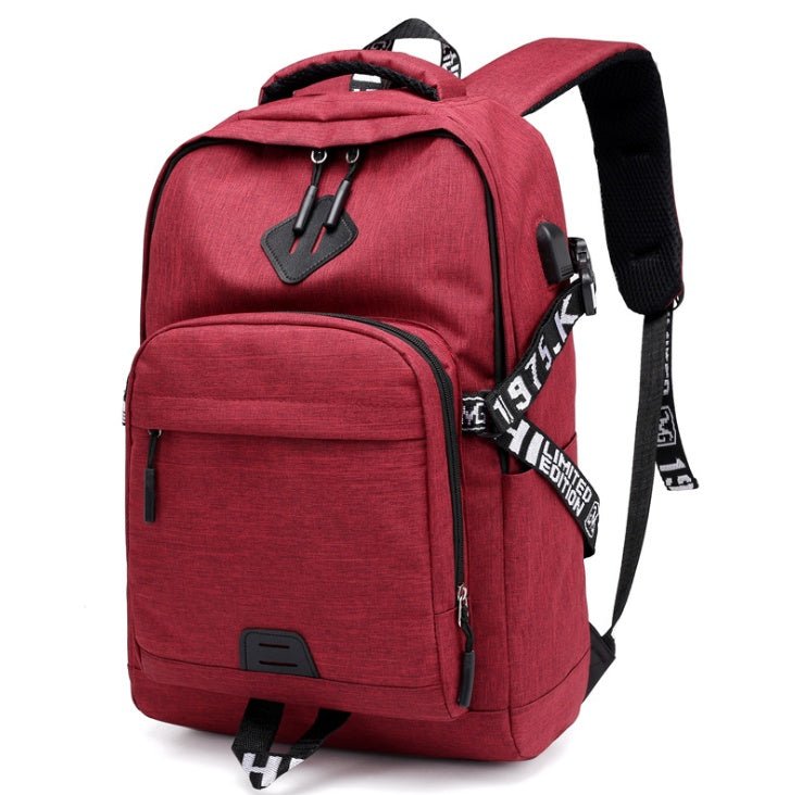 Waterproof Oxford laptop backpack with USB charging port, ideal for travel and daily use