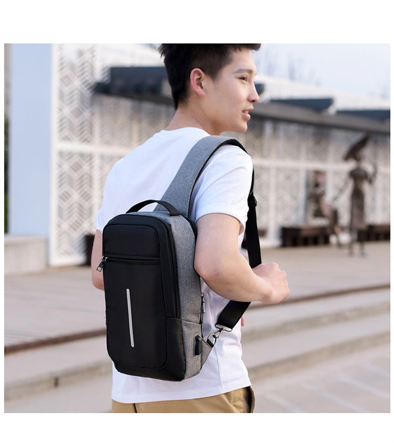 "Anti-Theft USB Chest Bag | Compact Durable Polyester Bag"