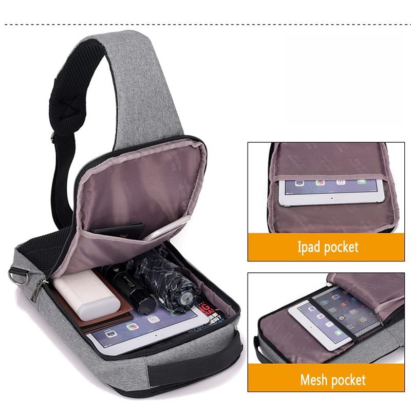 "Anti-Theft USB Chest Bag | Compact Durable Polyester Bag"