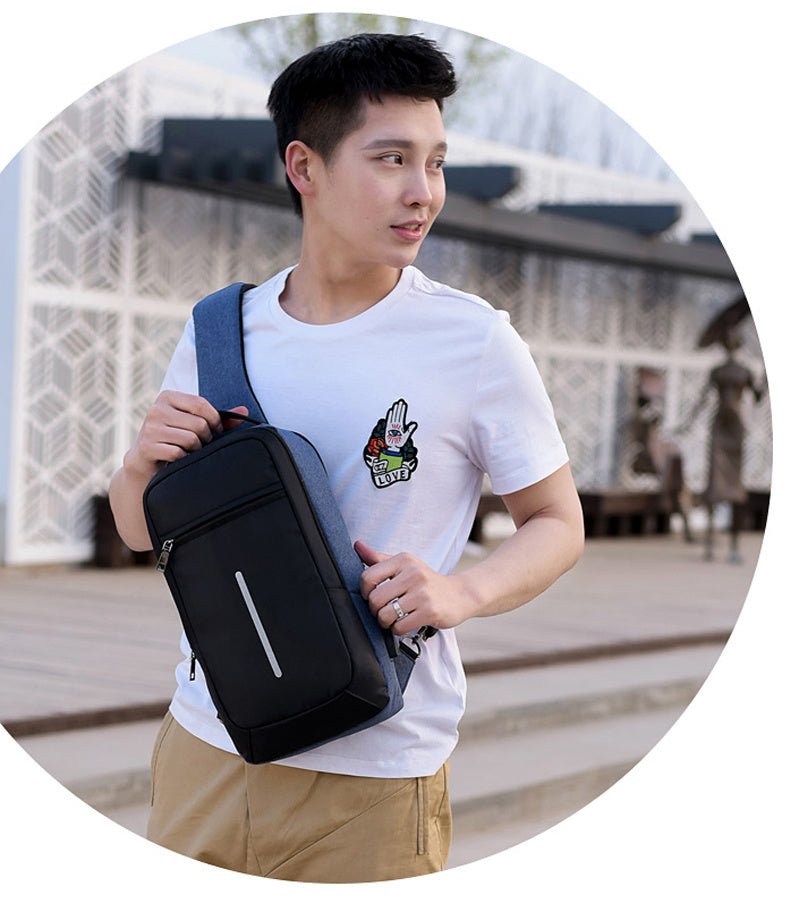 "Anti-Theft USB Chest Bag | Compact Durable Polyester Bag"