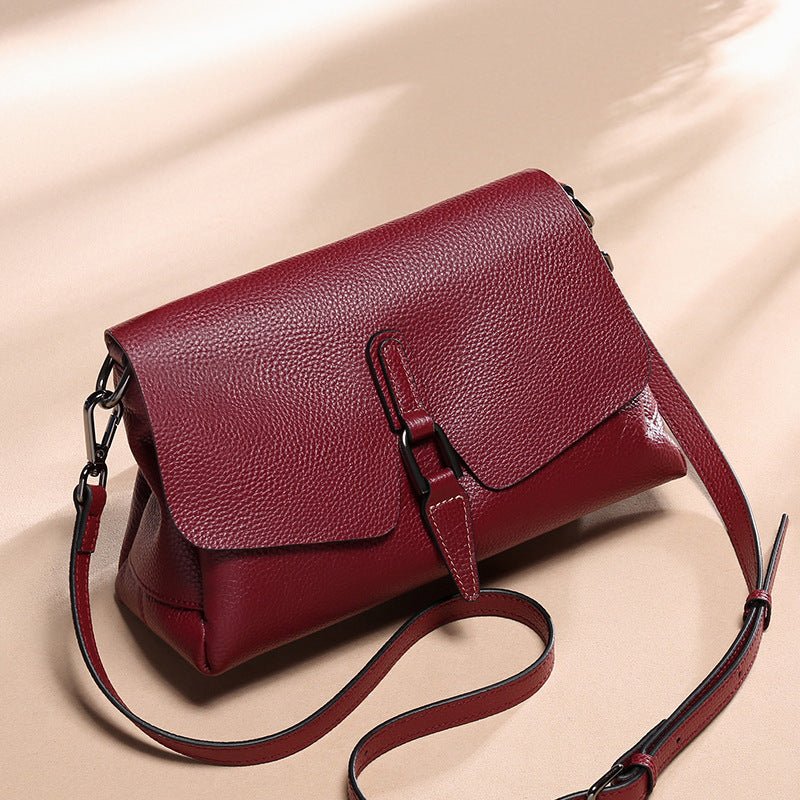 "Soft Cowhide Leather Shoulder Bag – Women's Messenger Crossbody Purse"