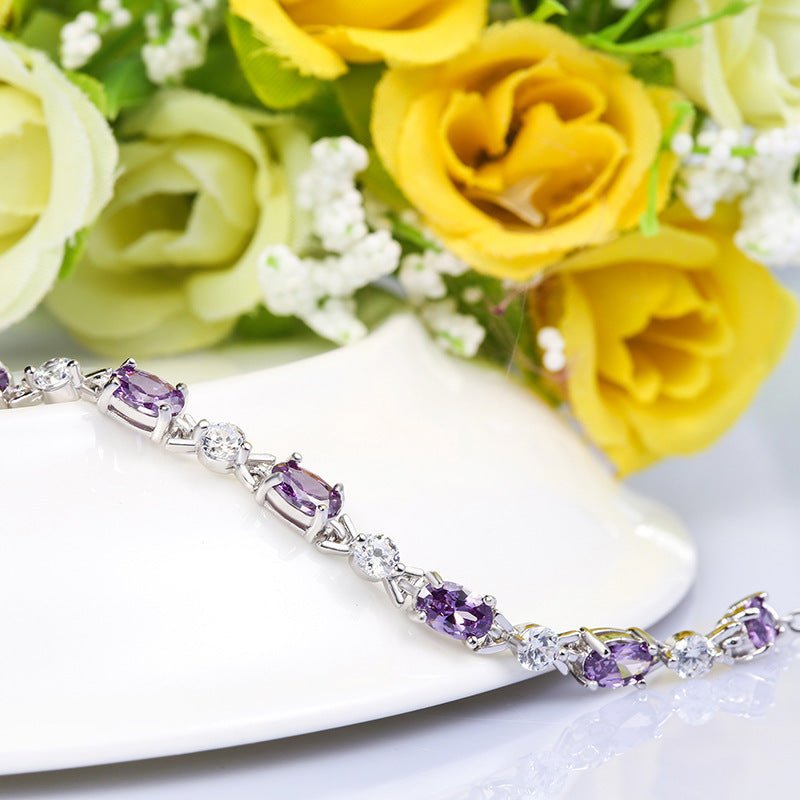 "925 Silver Amethyst Bracelet – Sterling Silver Women’s Gem Jewelry"