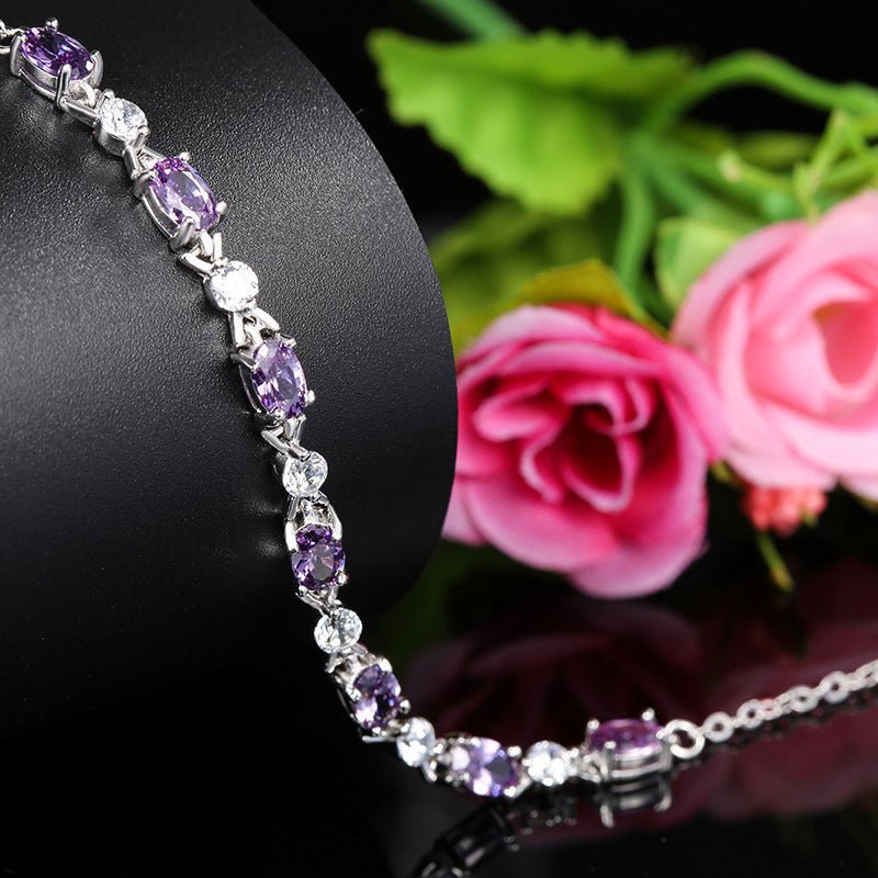 "925 Silver Amethyst Bracelet – Sterling Silver Women’s Gem Jewelry"