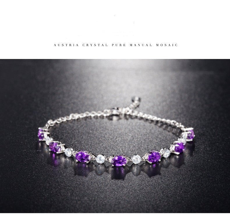 "925 Silver Amethyst Bracelet – Sterling Silver Women’s Gem Jewelry"