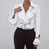 Women’s Ruffled Flare Sleeve Top – Solid Color Casual Shirt