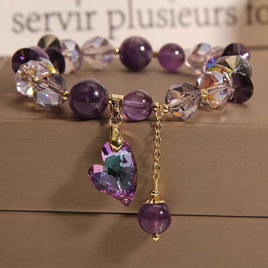 "Purple Heart Crystal Bracelet | Natural Amethyst Jewelry Gift"