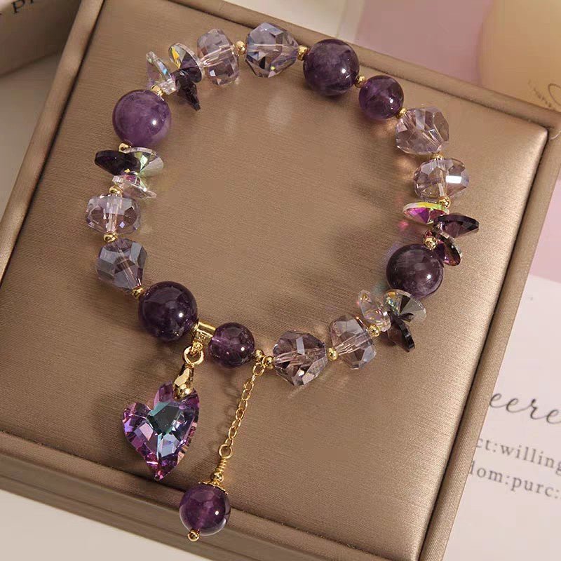 "Purple Heart Crystal Bracelet | Natural Amethyst Jewelry Gift"