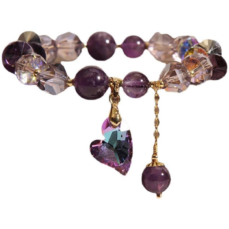 "Purple Heart Crystal Bracelet | Natural Amethyst Jewelry Gift"