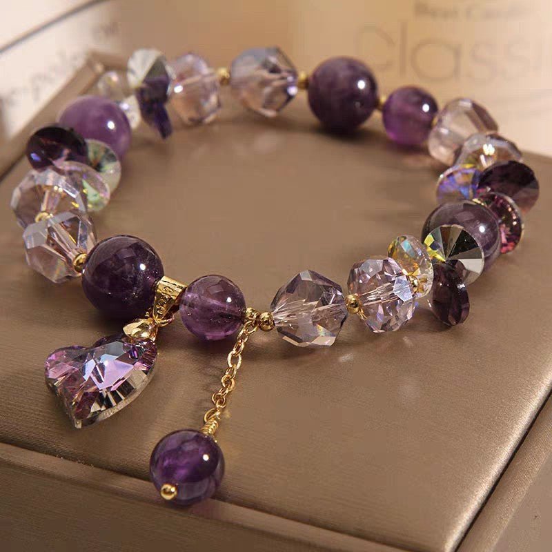 "Purple Heart Crystal Bracelet | Natural Amethyst Jewelry Gift"
