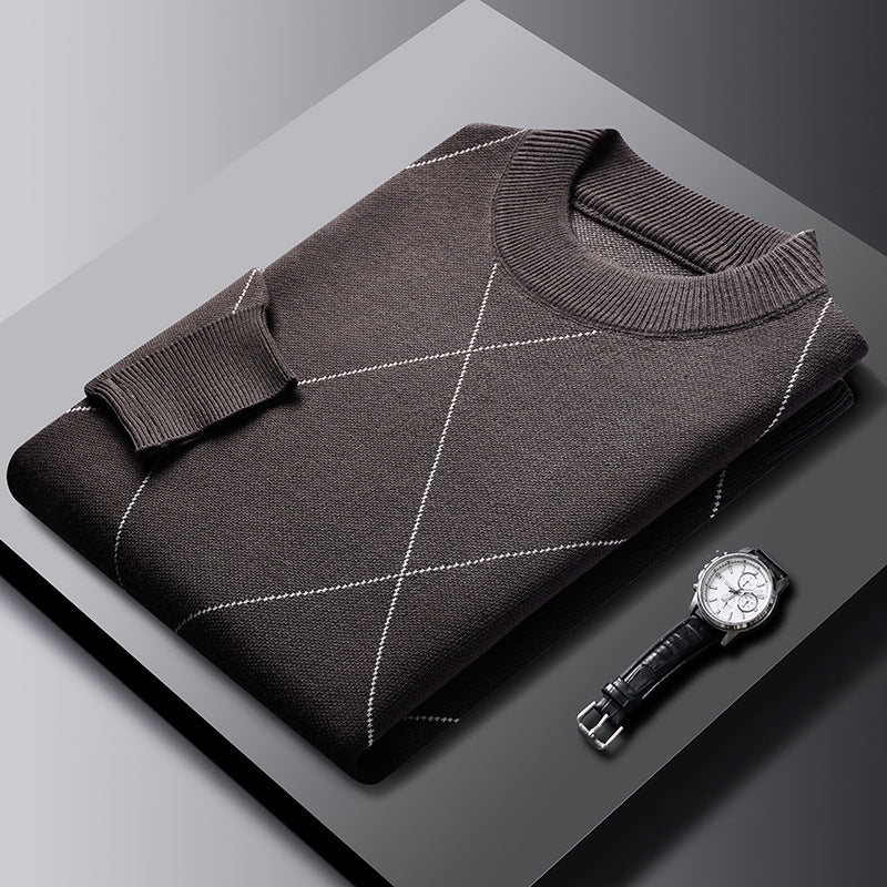 Rhombus Chenille Knitted Sweater – Trendy Casual Fit S-4XL