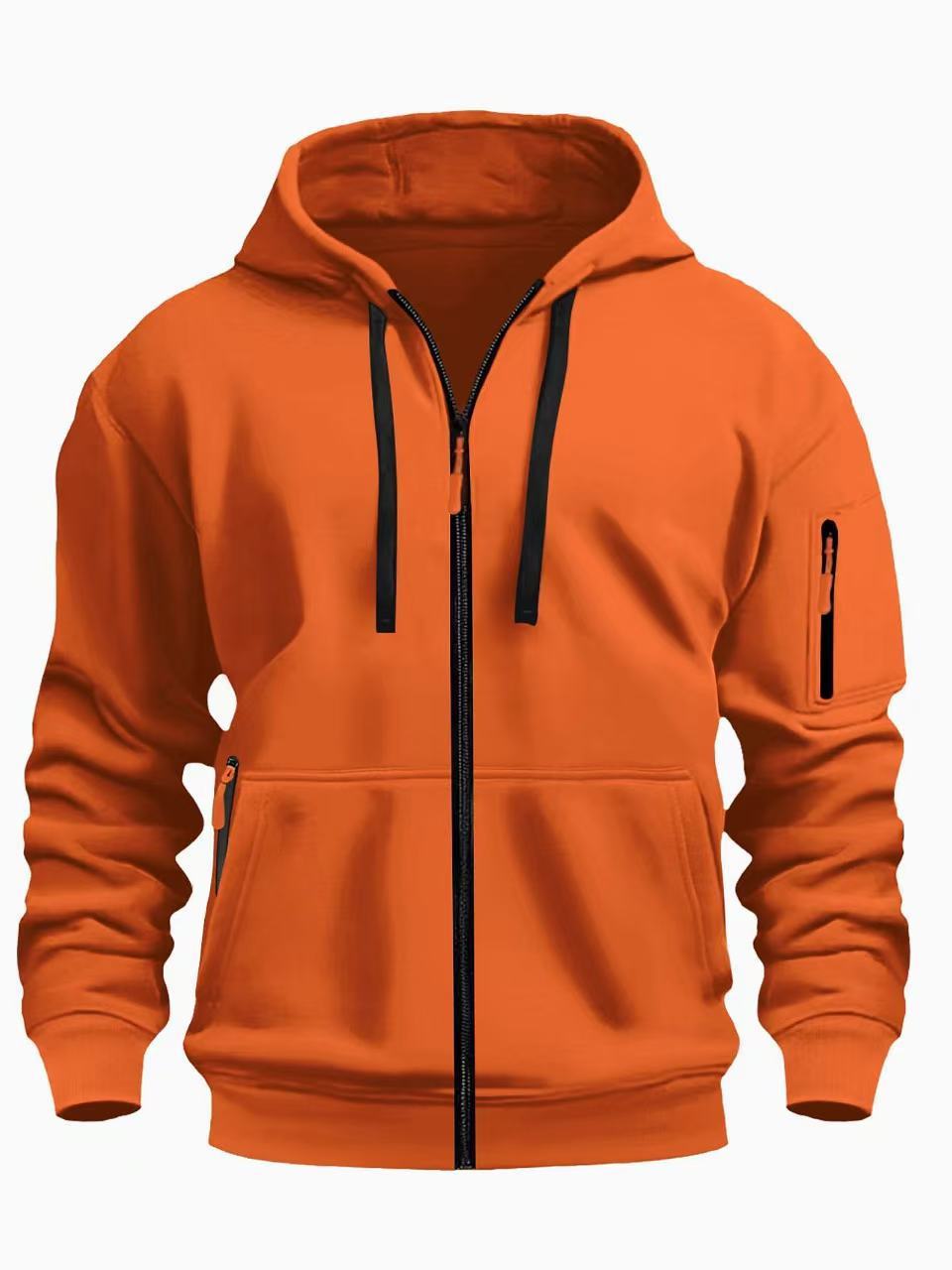 Men’s Zipper Hooded Polyester Sports Casual Sweatshirt Coat