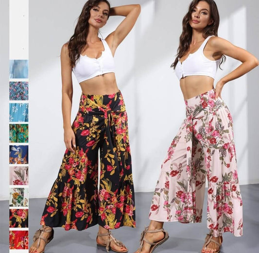 Women’s Printed Beach Pants – Loose Fit, Wide Leg, Casual S–XL
