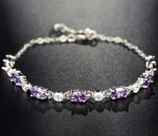 925 Silver Amethyst Bracelet – Sterling Silver Women’s Gem Jewelry