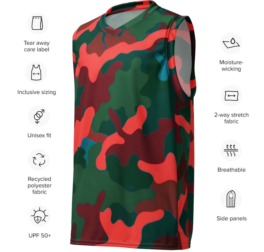 All-Over Print Recycled Unisex Basketball Jersey | 2XS–6XL