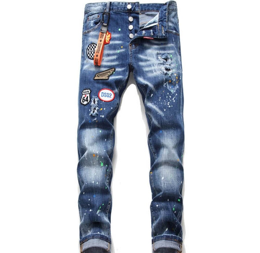 High-End Men’s Hipster Beggar Jeans – Indigo Denim (28–38)