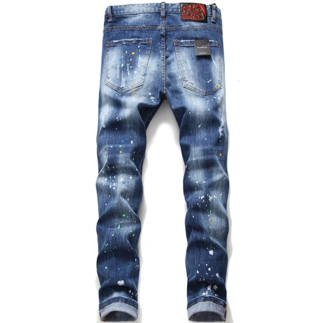 High-End Men’s Hipster Beggar Jeans – Indigo Denim (28–38)
