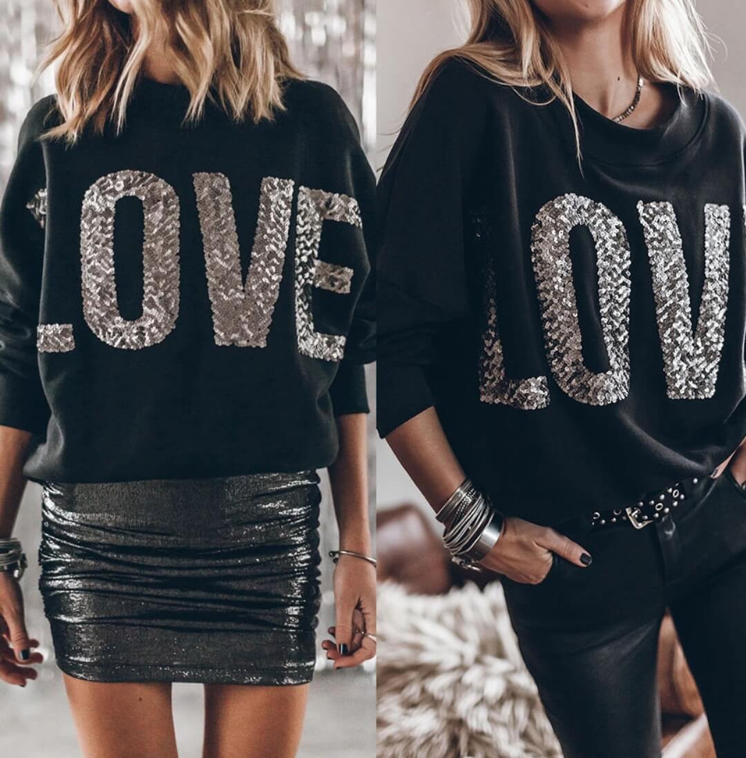 Fashionable Batwing Sleeve Sequined Sweater for Women S–XL