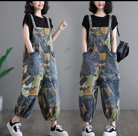 Literary Retro Denim Jean Suspenders for Women M–2XL