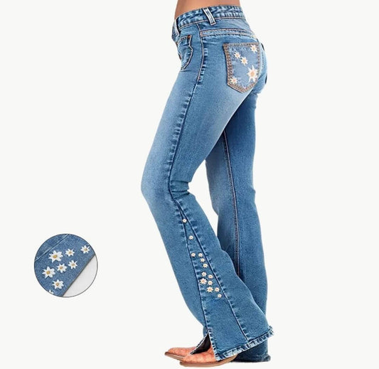Women’s High-Waist Wide-Leg Star Patch Y2K Jeans S–4XL
