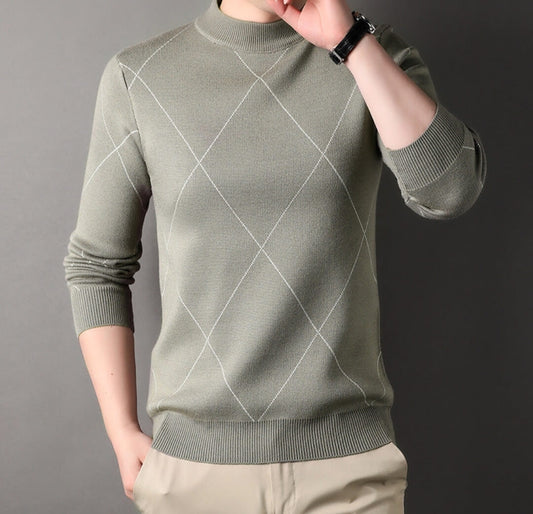 Rhombus Chenille Knitted Sweater – Trendy Casual Fit S-4XL