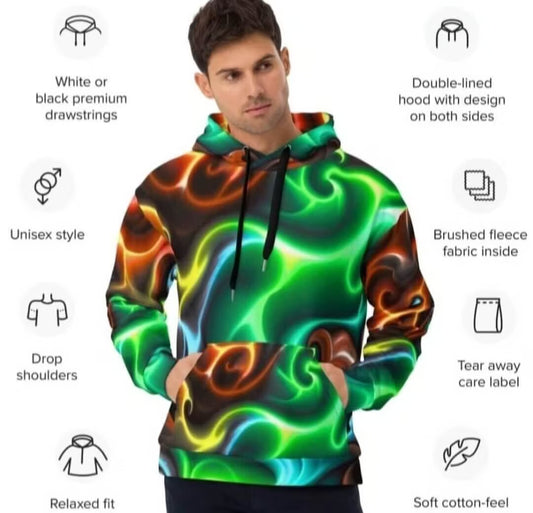Colorful Digital Abstract Unisex Hoodie | All Over Print XS–6XL