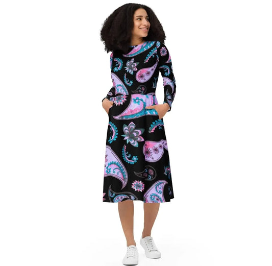 Plus Size All-Over Print Midi Dress – Jersey Knit (2XS–6XL)