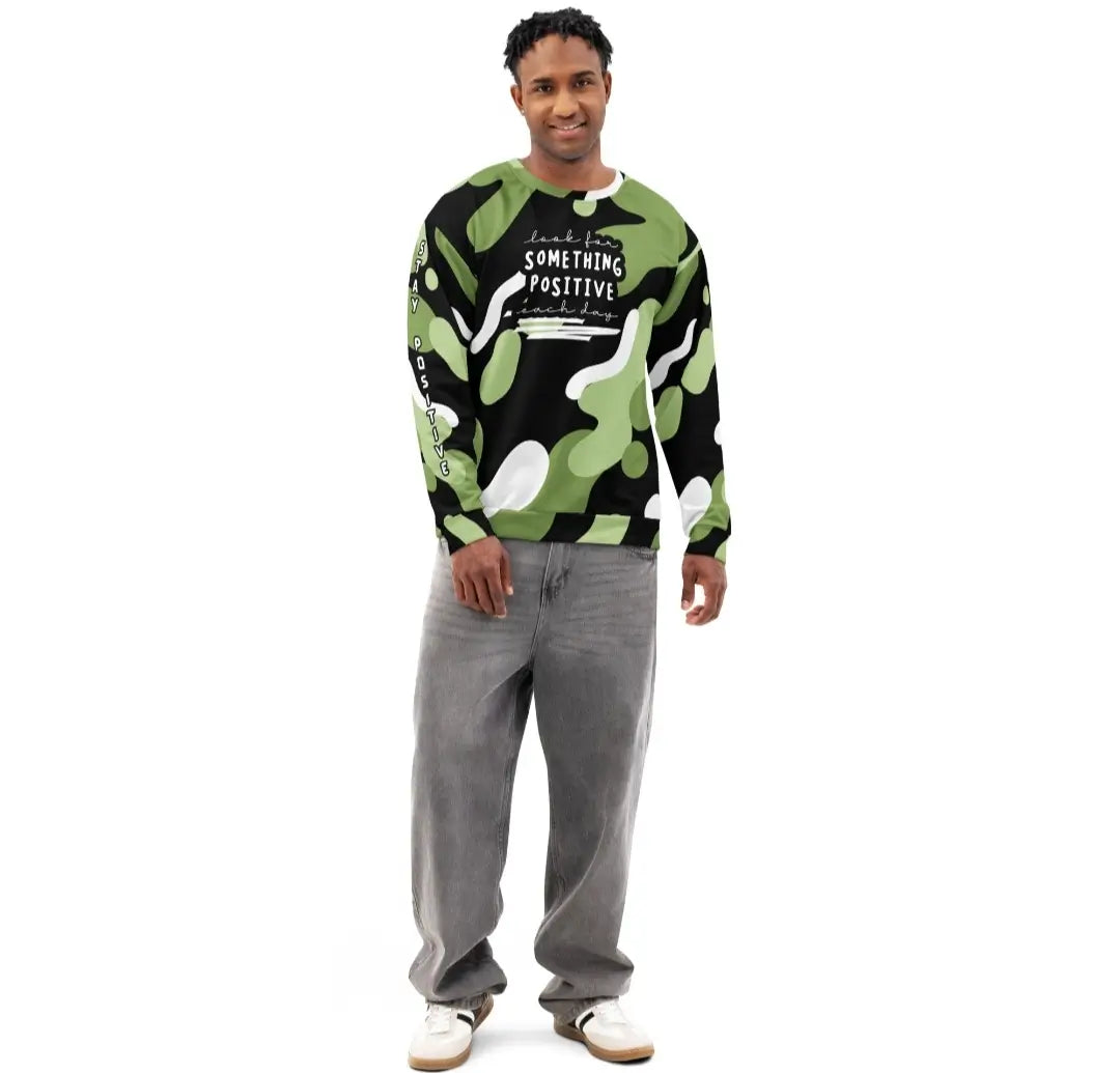 Stay Positive Graphic Sweatshirt Unisex All-Over Print Cotton