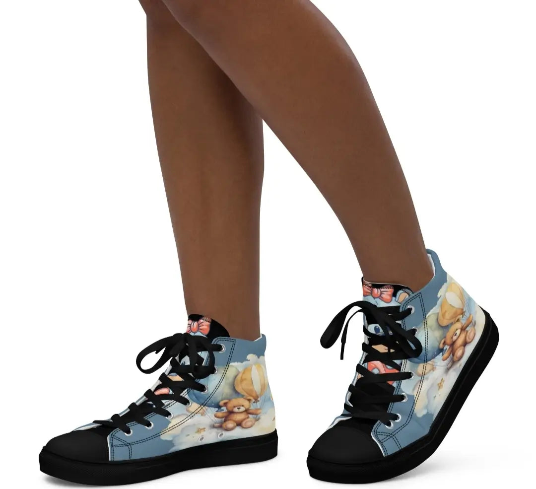 Women’s High Top Canvas Shoes – Pink Floral Print | Size 5–11.5