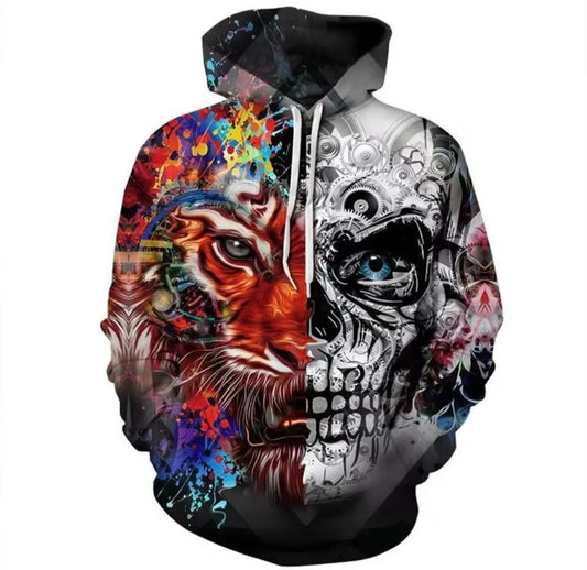 Men’s Loose Printed Hoodie Pullover S-4XL Plus Size Streetwear