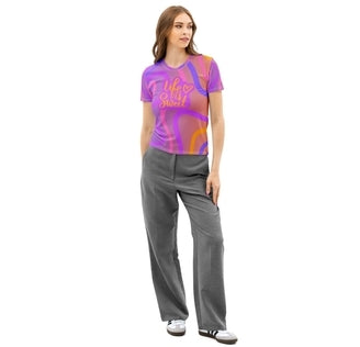 All-Over Print Women’s Cotton T-Shirt Crew Neck XS-2XL