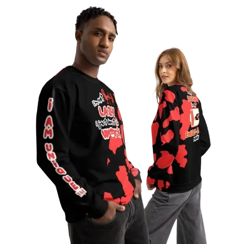 Unisex Plus Size All-Over Print Cotton Sweatshirt Stretch & Comfort