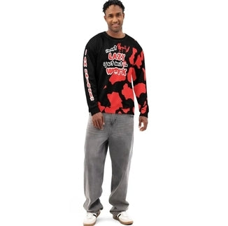 Unisex Plus Size All-Over Print Cotton Sweatshirt Stretch & Comfort