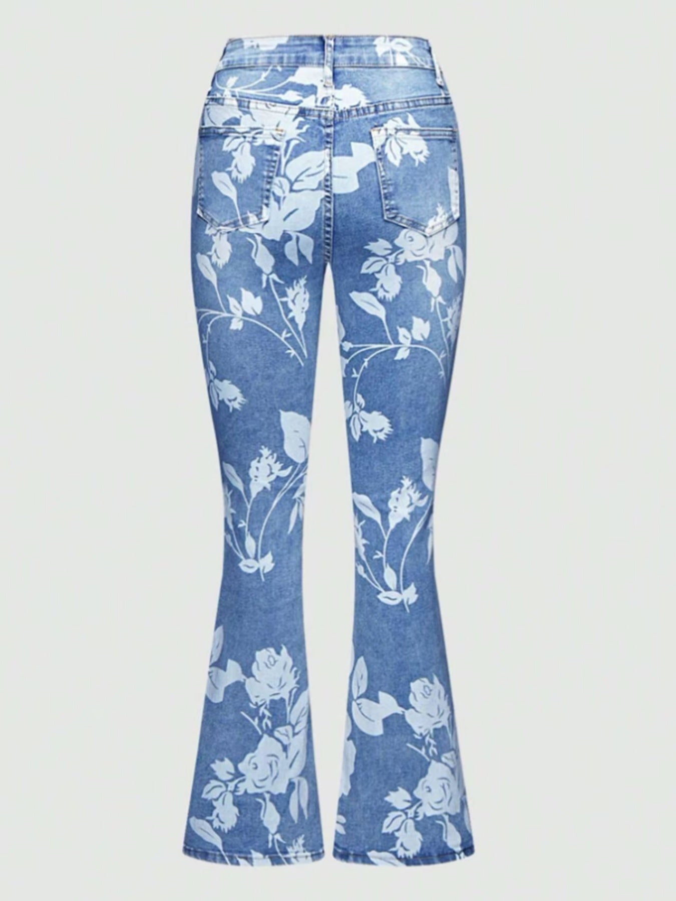 Women’s Autumn Winter Printed Denim Pants – Warm Stretch Jeans