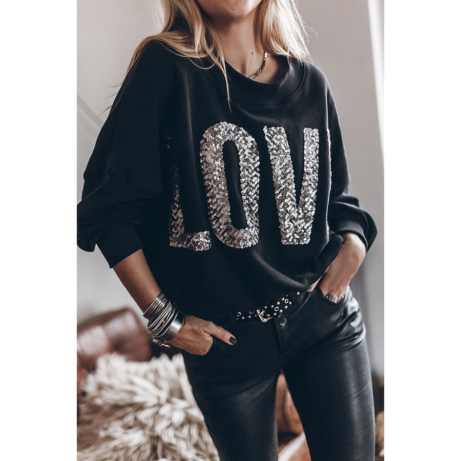 Fashionable Batwing Sleeve Sequined Sweater for Women S–XL
