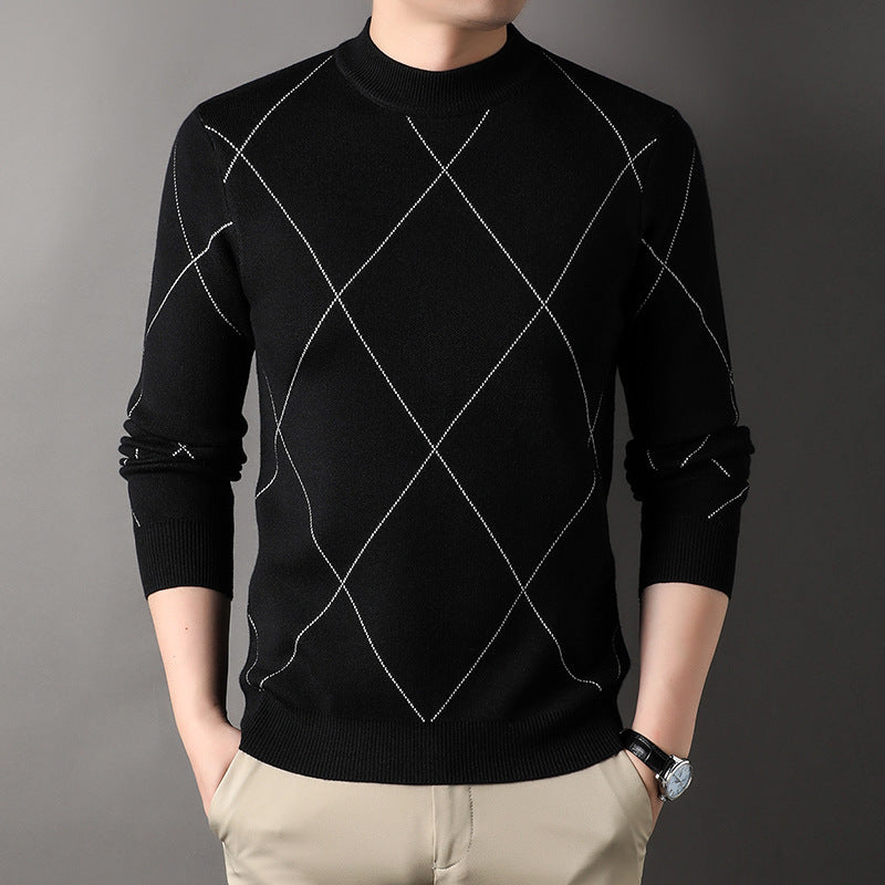 Rhombus Chenille Knitted Sweater – Trendy Casual Fit S-4XL
