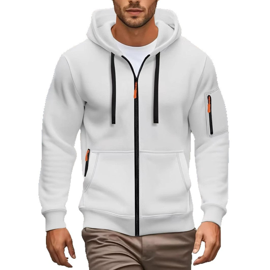 Men’s Zipper Hooded Polyester Sports Casual Sweatshirt Coat